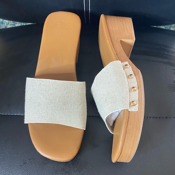 Primark Shoes - Primark Block Heel Slide On Sandals Cream Size 10